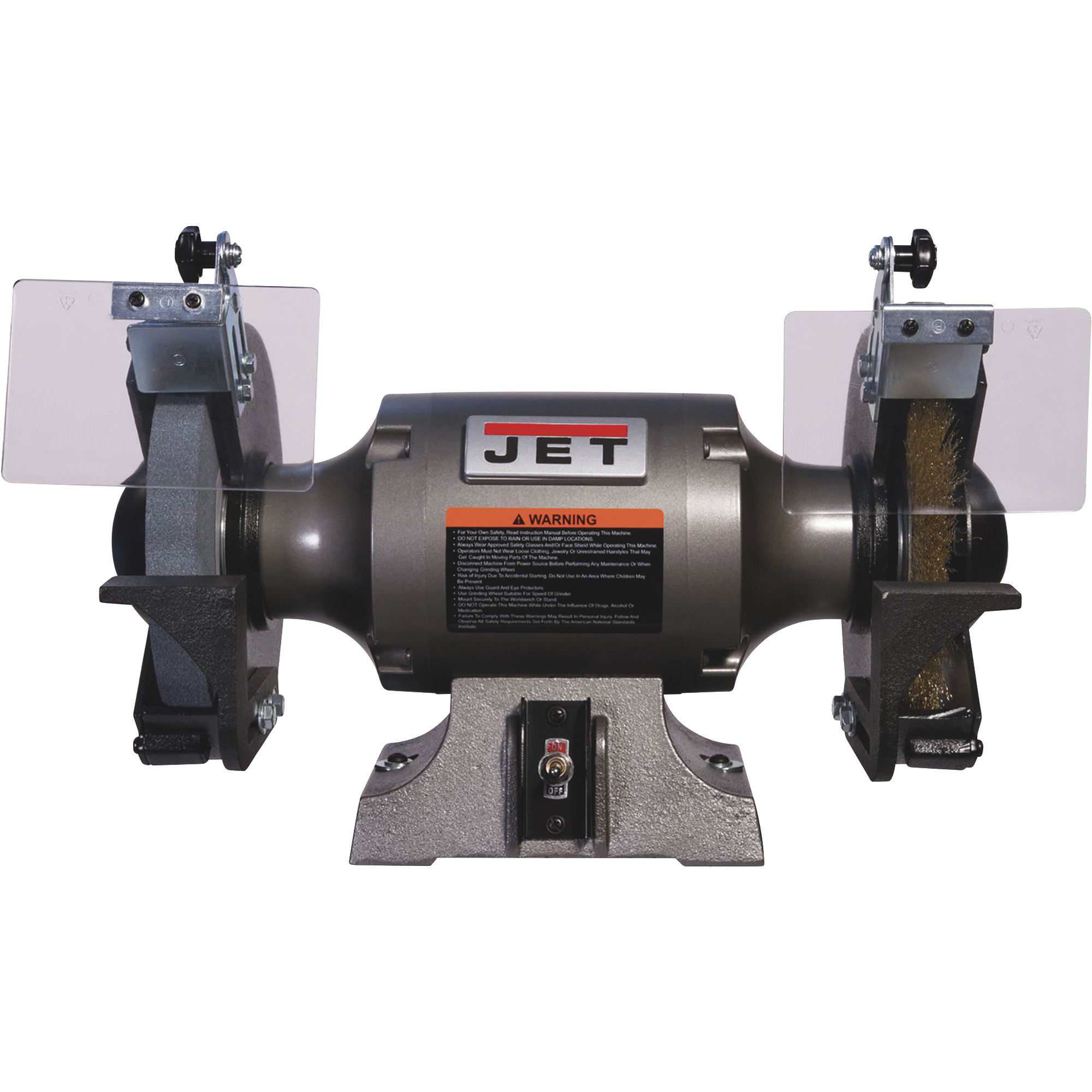 JET Benchtop Shop Grinder with Grinding Wheel and Wire Wheel, 8in. Dia. Wheels, 3450 RPM, Model# JBG-8W